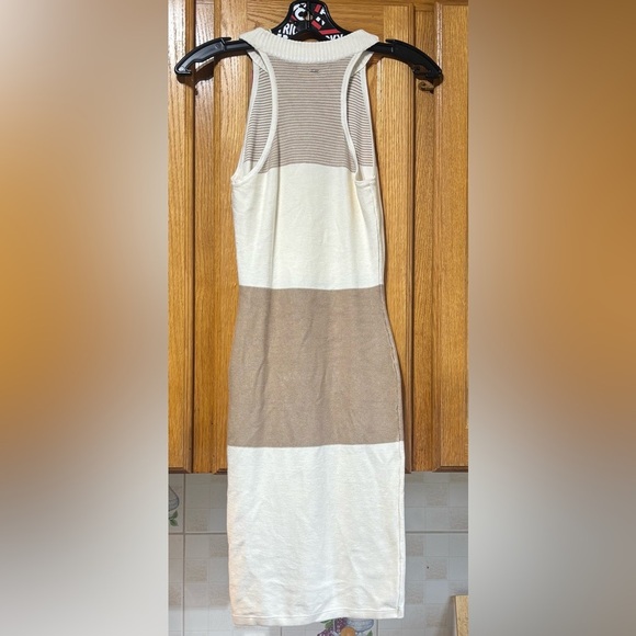 NWT Guess Danica Tan/Beige Midi Sheath Dress Halter Sleeveless Small Rayon - Picture 6 of 10